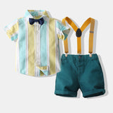 Kid Baby Boys Gentlemen Formal Suit Suspenders Summer 2 Pcs Set