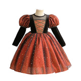 Kids Girls Witches Frozen Halloween Vintage Princess Evening Dresses