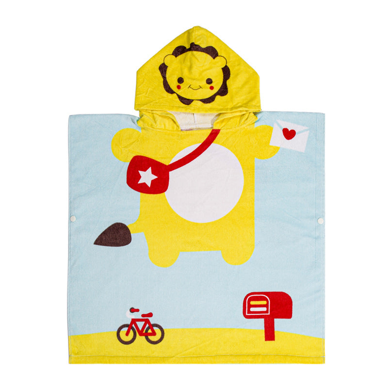 Infant Baby Bathrobe Cartoon Towel Robe Hooded Cloak Pajamas