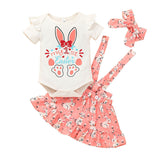 Baby Summer Easter Bunny Full Print Suspenders 3 Pcs Set