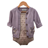 Kid Baby Girl Cardigan Autumn Winter Hand Embroidered Sweater 2 Pieces