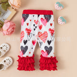 Baby Girl First Valentine Love Pleated Lace 4 Pcs Sets