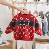 Kid Baby Boy  Knitted Sweater Plus Fleece Autumn Winter Cartoon Pullover