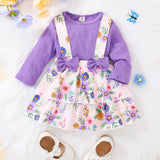 Baby Girl Autumn Winter Floral Strap 2 Pcs Set