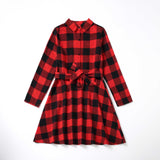 Family Matching Mother Daughter Plaid Christmas Autumn Dress