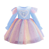 Kid Girl Spring Autumn Long Sleeve Unicorn Birthday Dresses