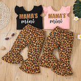 Baby Boy Suit Explosive Letter Flying Sleeve Leopard 2 Pcs Set