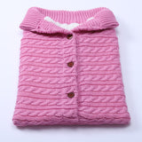 Baby Button Outdoor Cart Wool Knit Fleece Thickened Thermal Sleeping Pajamas