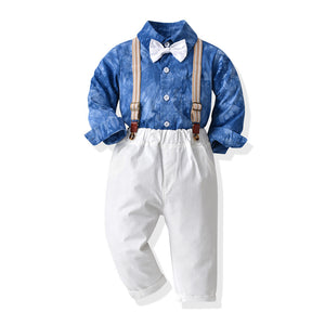 Kid Baby Boy Long Sleeve Overalls Suit 2 Pcs Sets