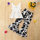 Spring Summer Kids Baby Girl Sleeveless Casual Flared Flower 2 Pcs Set