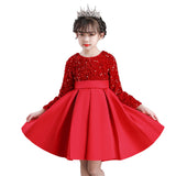 Kid Girl Birthday Sequins Mesh Pompous Piano Performance Dresses