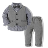Kid Baby Boys Handsome British Gentleman Long Sleeve Suit 4 Pcs Sets