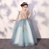 Kid Girl Pompom Yarn Exotic Fairy Catwalk Piano Dresses