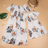 Family Matching Mother Daughter Garden Short Sleeve Printed Dresses