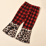 Girls Suit Valentine's Day Leopard Print Plaid Love 3 Pcs Sets