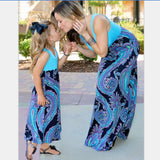 Family Mathcing Phoenix Tail Sleeveless Parent-child Long Dress