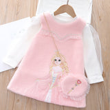 Kid Baby Girl Embroidered Princess Woolen Padded Dresses