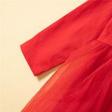 Kid Baby Girls Autumn Long Sleeve Red Lovely Gauze Dress