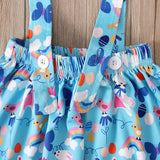 Kid Baby Girls Suit Summer Easter Letter Rabbit Print Strap 3 Pcs Set