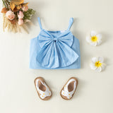 Infant Baby Girls Spaghetti Strap Sleeveless Bowknot 3 Pcs Sets