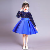 Kid Girl Birthday Sequins Mesh Pompous Piano Performance Dresses