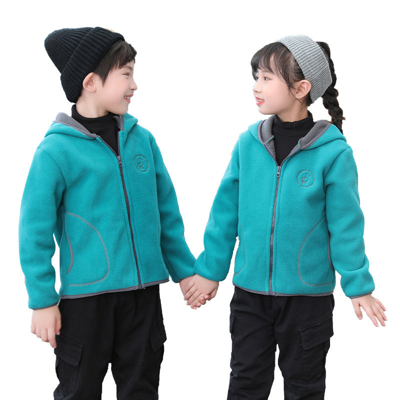 Kid Boy Girl Casual Jacket Hooded  Double-sided Zipper Coats