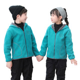Kid Boy Girl Casual Hooded Jacket Double Polar Fleece Zipper Coat