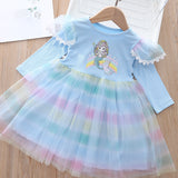 Kid Baby Girl Korean Mermaid Rainbow Mesh Princess Dress