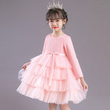 Kid Girl Princess Long Sleeve Cake Show Dress