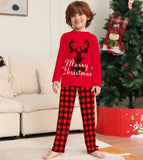 Family Matching Letter Plaid Fawn Christmas Parent-child Loungewear Pajamas