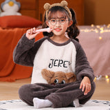 Kid Girl Autumn Winter Coral Velvet Cute Cartoon Sweet Pajamas