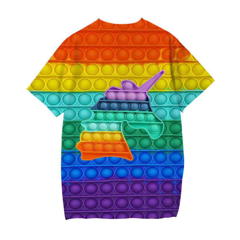 Kid Boy Girl Short Sleeve Summer 3D Print Rainbow Bubble T-shirt