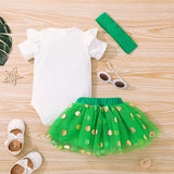 Baby Girl Summer St. Patrick's Day Four-leaf Alphabet Suit 2 Pcs Sets