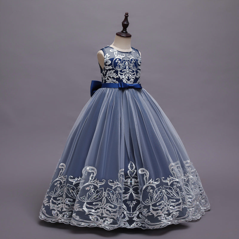 Kid Girl Princess Floral Lace Gown Sequins Gradual Change Dresses
