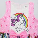 Kid Girl Holiday Party Rainbow Unicorn Dresses