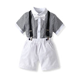 Kid Baby Boys Striped Short-sleeved Gentleman Set 2 Pcs
