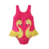 Baby Girl Cygnet Petals Cartoon Polka Dots Print Ruffles Beachwear Swimsuit