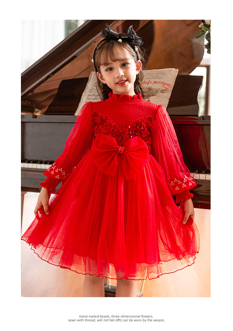 Kid Girl Princess Western Red Spring Dresses