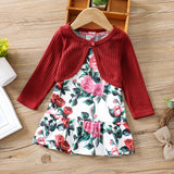 Kid Baby Girls Spring  Autumn Knitted Cotton Floral Sundress