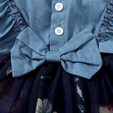 Kid Baby Girl Autumn Popular Denim Splicin Gauze Poncho Princess Dresses