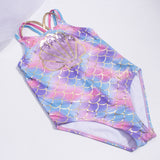 Kid Girl Mermaid One-piece Shell Sequin Swimsuit