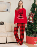 Family Matching Letter Plaid Fawn Christmas Parent-child Loungewear Pajamas