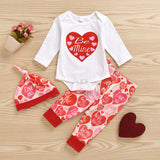 Baby Girl Valentine's Day Printed Long-sleeve Sets 3 Pcs