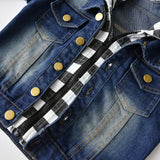 Kid Baby Boy Denim Long Sleeve Casual Coat Checkerboard Coats