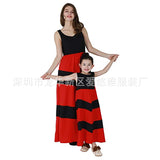 Family Matching Parent-child Stitching Stripe Sleeveless Dress