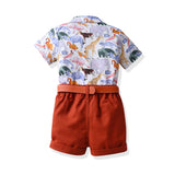 Kid Baby Boys Summer Fashion Dinosaur Short Sleeve 2 Pcs Set