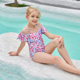 Kid Girl One-piece Swimsuit Flounces Shoulder Strap Bikini