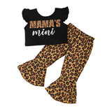 Baby Boy Suit Explosive Letter Flying Sleeve Leopard 2 Pcs Set