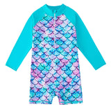 Kid Girls Swimsuit Long-sleeved One-piece Mermaid Swimwear