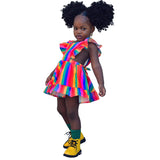 Kid Baby Girls Spring Sleeveless Rainbow Beach Dress